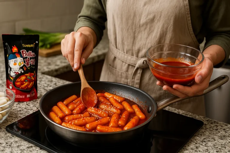 How to Make Spicy Buldak Tteokbokki at Home 3 buldak-rice-cakes-koreanramen.net