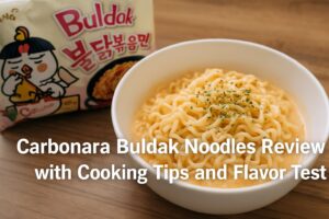 Complete Guide to Korean Ramen | Buldak Ramen, Jin and Jjajang Ramen 12 carbonara-buldak-noodles-review-with-cooking-tips-and-flavor-test_koreanramen.net